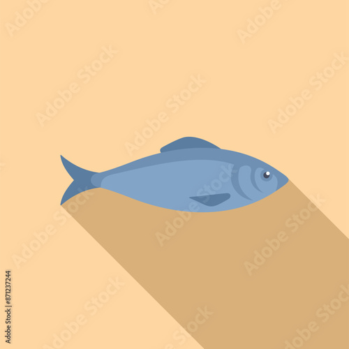 Atlantic herring fish swimming side view icon in flat style, isolated on a beige background