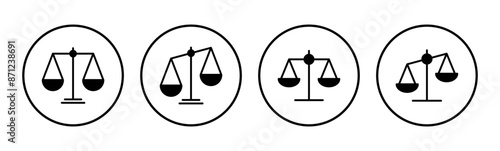 Scales icon set . Law scale icon. Justice sign