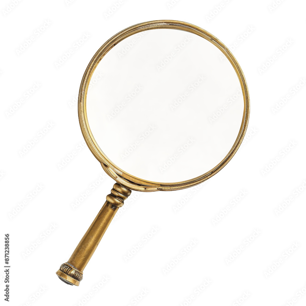 Antique Golden Magnifying Glass Isolated On White Background Antique Golden Magnifying Glass Isolated On White Background