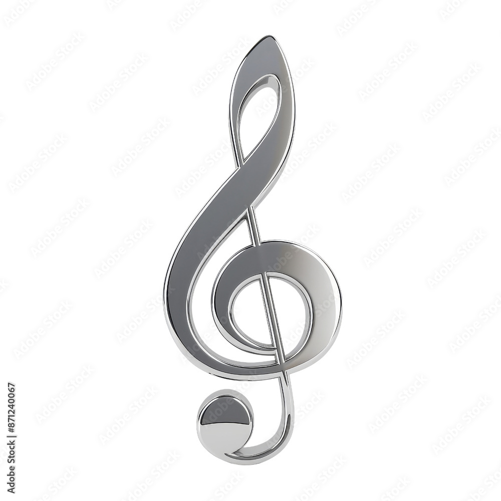 Silver Treble Clef Music Note Symbol Silver Treble Clef Music Note Symbol