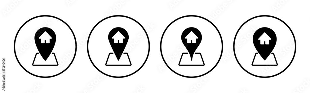 Address icon set. home location icon vector Address icon set. home location icon vector