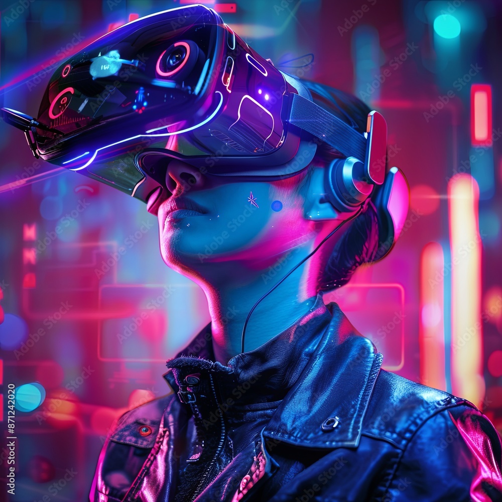 an image of a person using VR and AR googles an image of a person using VR and AR googles