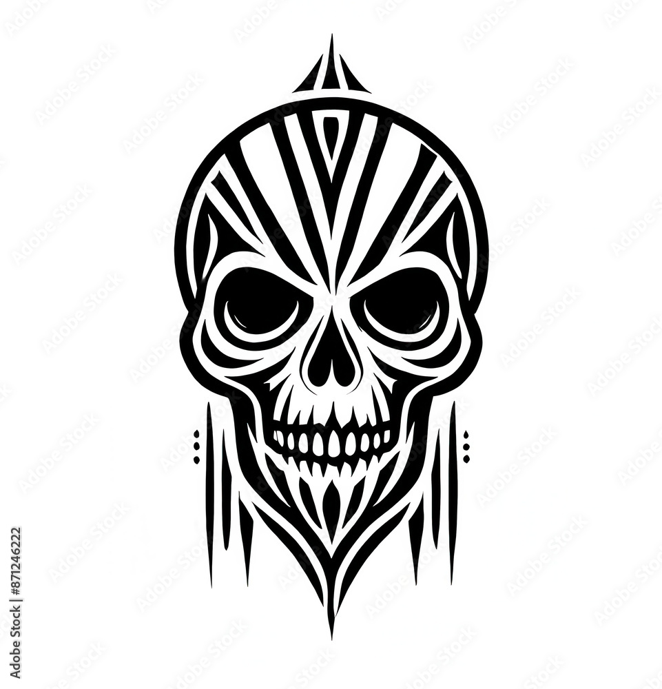 Fototapeta premium TRIBAL TATOO トライバル タトゥ 刺青 和柄 頭蓋骨ドクロ skull