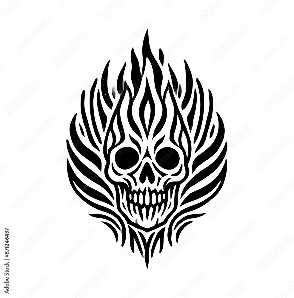 Fototapeta premium TRIBAL TATOO トライバル タトゥ 刺青 和柄 頭蓋骨ドクロ skull