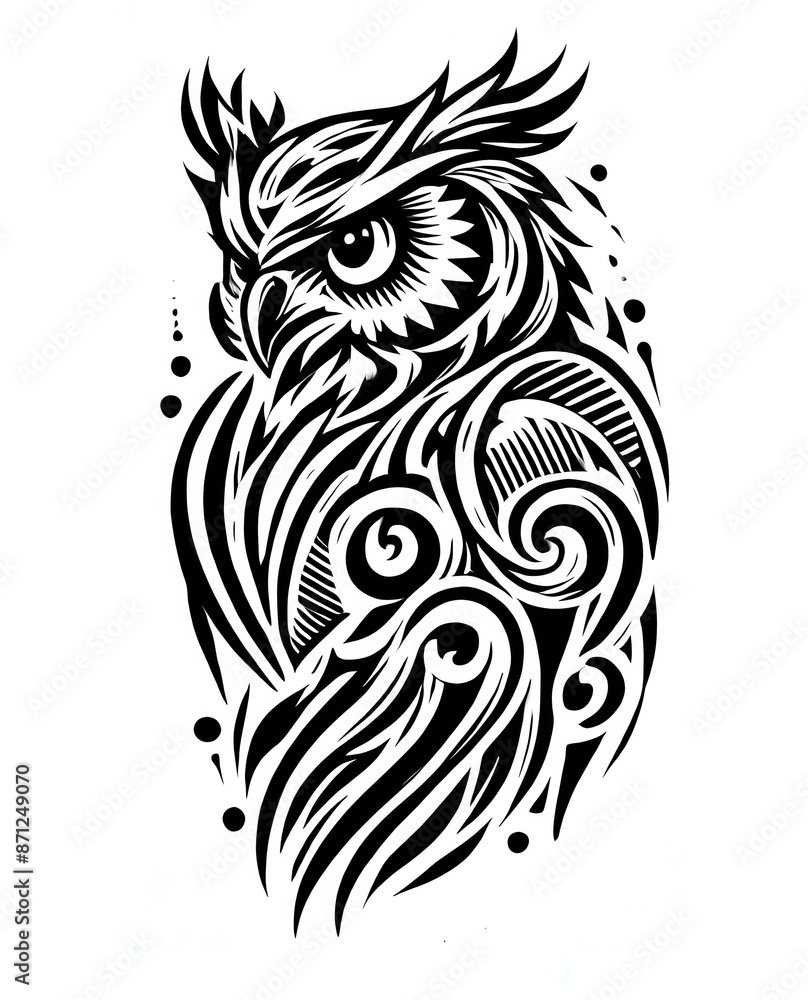 Fototapeta premium TRIBAL TATOO トライバル タトゥ 刺青 蝶 和柄 フクロウ OWL