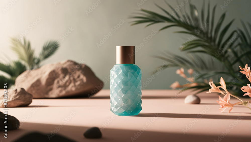 glass container for product, essences, cosmetics, perfume, isolated background for text glass container for product, essences, cosmetics, perfume, isolated background for text
