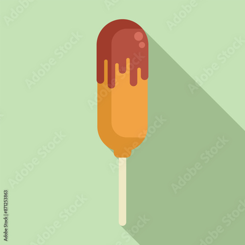 Classic corn dog dipped in chocolate sauce, perfect for indulging your sweet and savory cravings