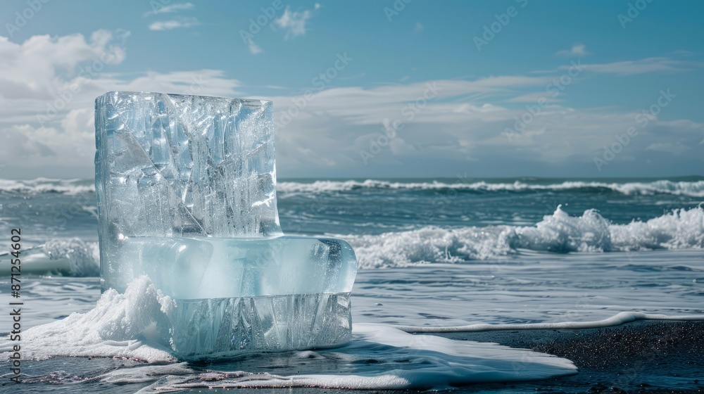 chair made of ice. at the beach chair made of ice. at the beach