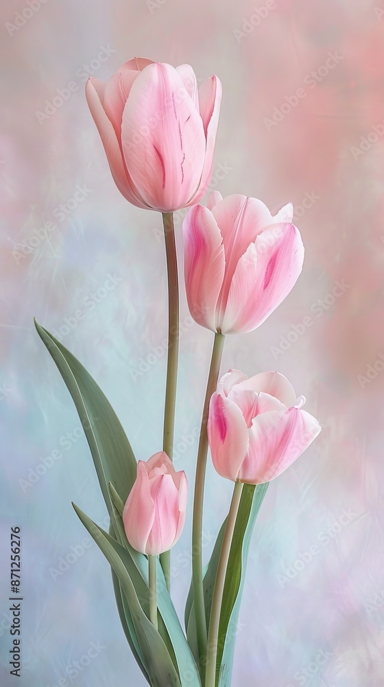 Pink tulips in pastel background, floral beauty and elegance concept Pink tulips in pastel background, floral beauty and elegance concept
