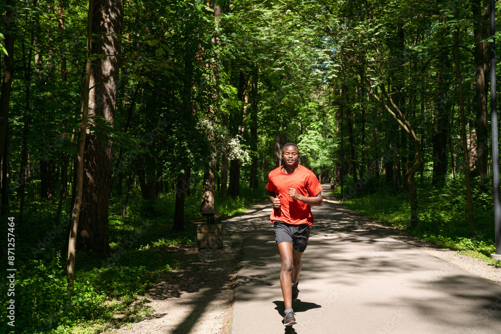 Black Man Jogging In The Nature Black Man Jogging In The Nature