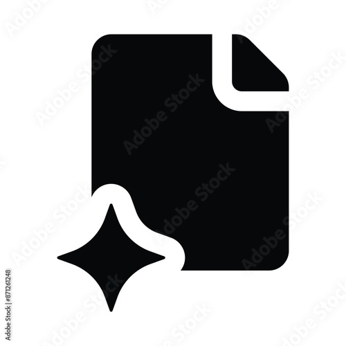 Simple Ai Document Generator glyph icon. The icon can be used for websites, print templates, presentation templates, illustrations, etc