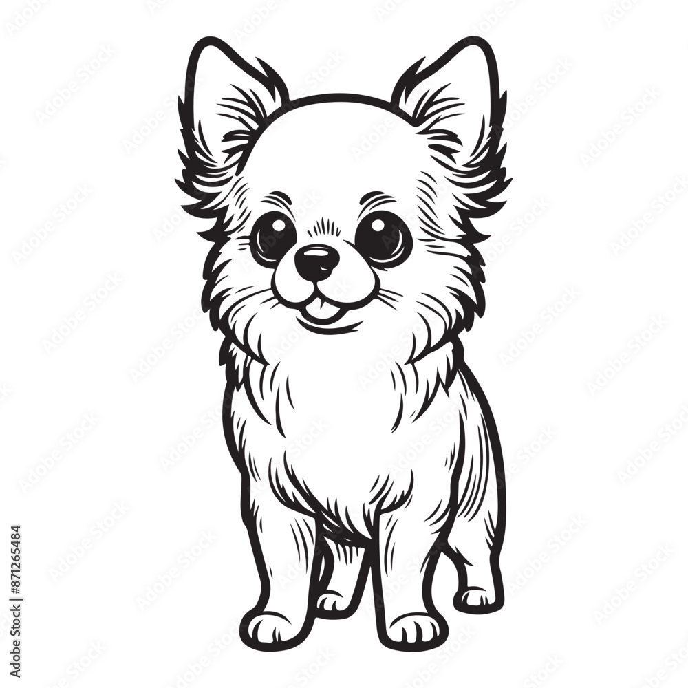 Line art of Chihuahua dog cartoon vector illustration Line art of Chihuahua dog cartoon vector illustration