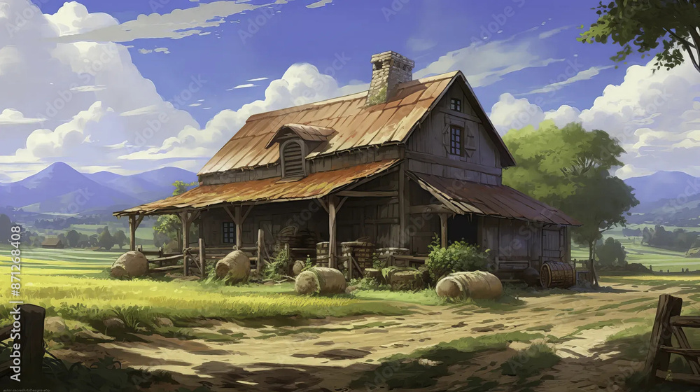 Farmhouse Serenity Amidst Enchanted Fields of Fantasy Fantasy wallpaper Farmhouse Serenity Amidst Enchanted Fields of Fantasy Fantasy wallpaper