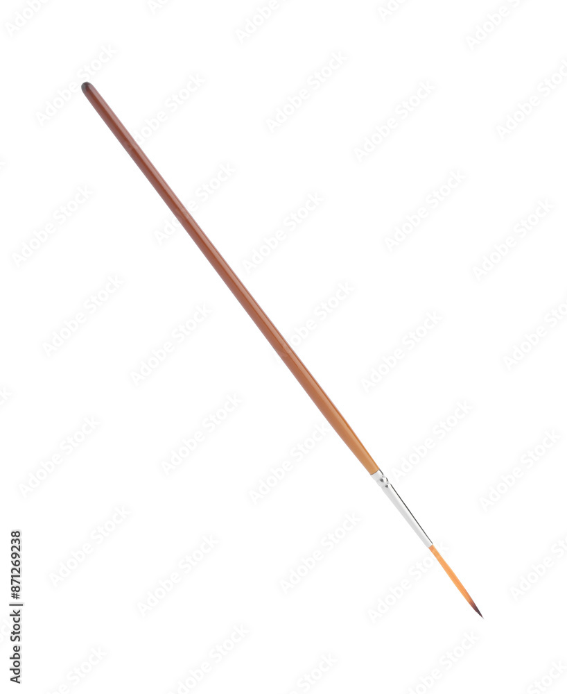Paint brush with wooden handle isolated on white Paint brush with wooden handle isolated on white