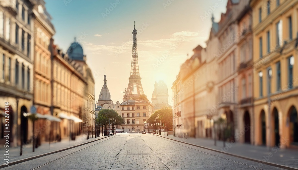 Fototapeta premium Eiffel Tower Sunrise in Paris Cityscape