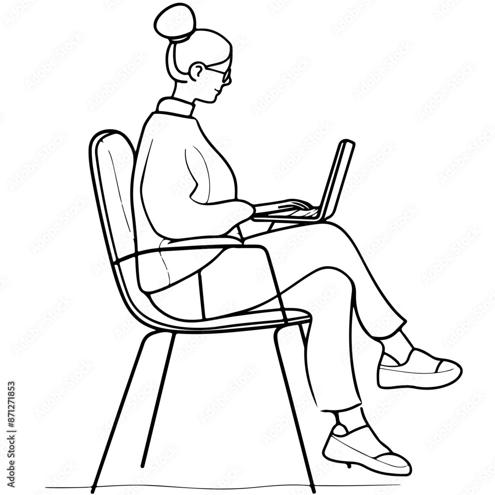 working woman line art, generative AI working woman line art, generative AI