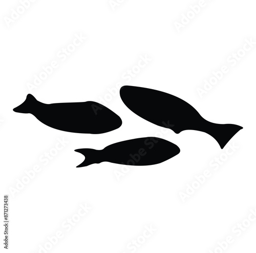 fish silhouette vector design. black and white.