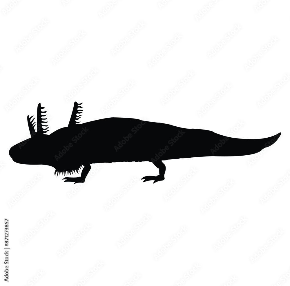 Obraz premium axolotl silhouette vector design. black and white.