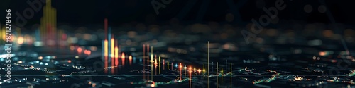 A detailed bar graph capturing the varying performance of stock market sectors, with distinct growth and declines.