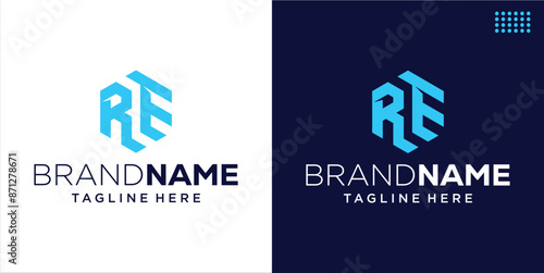 Creative Abstract RE Letter Hexagon Logo Design, Design Inspiration, Illustration, Vector