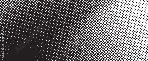 Monochrome gradient halftone dots background. Vector illustration. Abstract grunge dots on white background modern style
