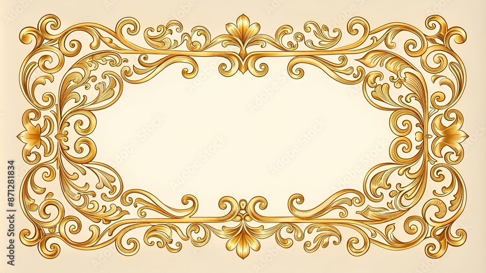 Hand drawn golden victorian frame. Classic wedding gold border. Vector isolated vintage invitation card. Hand drawn golden victorian frame. Classic wedding gold border. Vector isolated vintage invitation card.