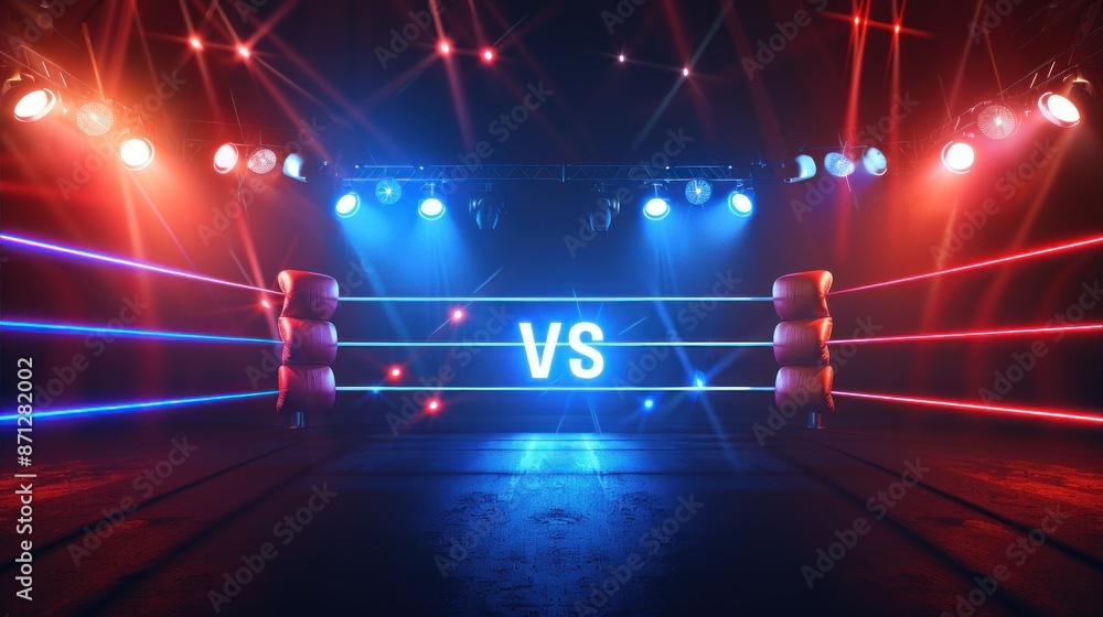 Boxing Ring with Neon Lights Boxing Ring with Neon Lights