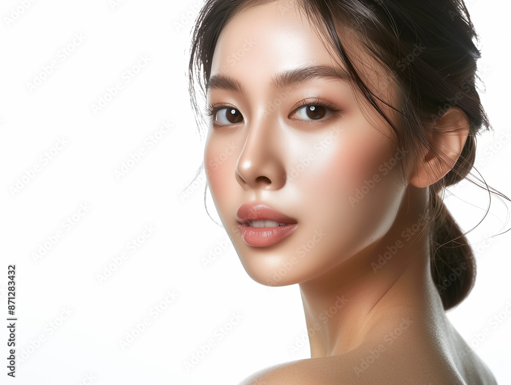 Naklejka premium A graceful beautiful portrait for closeup skin advertising