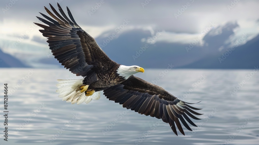Fototapeta premium Majestic Bald Eagle in Flight