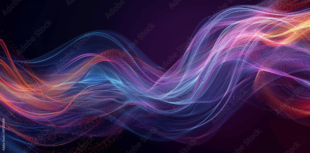 Colorful Radial Wave Lines Abstract Background on Dark Purple Colorful Radial Wave Lines Abstract Background on Dark Purple