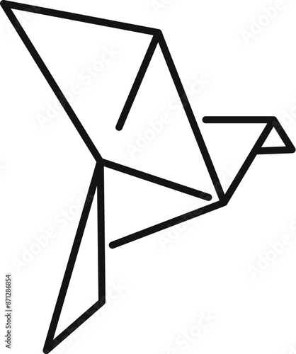 Simple line art illustration of a bird taking flight, symbolizing freedom and creativity