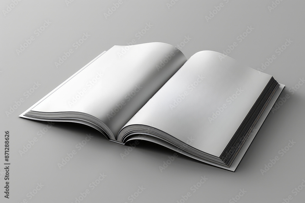 Blank white open book mock up on gray background. Blank white open book mock up on gray background.