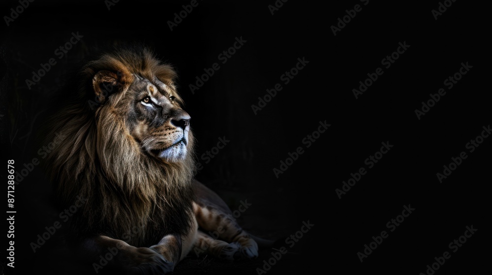 Fototapeta premium Majestic Lion in the Darkness