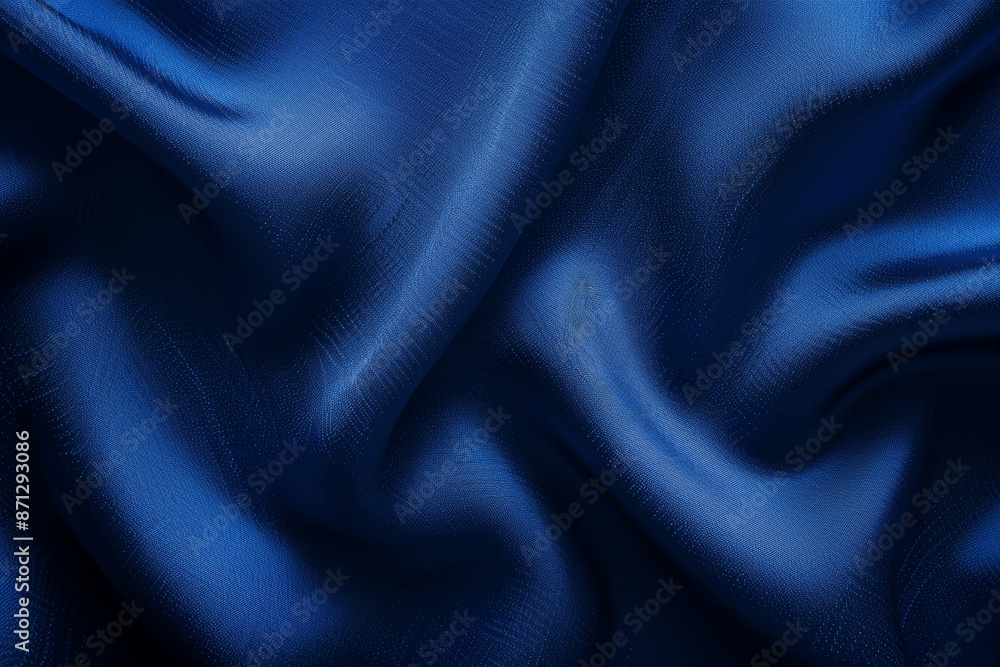Obraz premium Navy Blue Silk Satin Texture. Smooth Soft Cloth Surface. Elegant Dark Blue Fabric. High Resolution Close-up Background