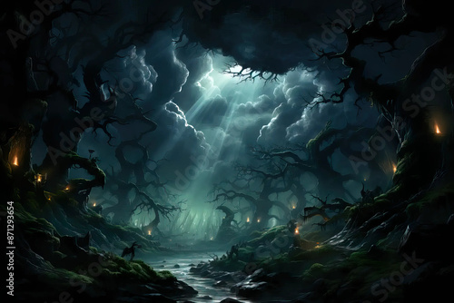 Forest of the Wandering Winds - Enchanted Whispers in Nature Fantasy wallpaper