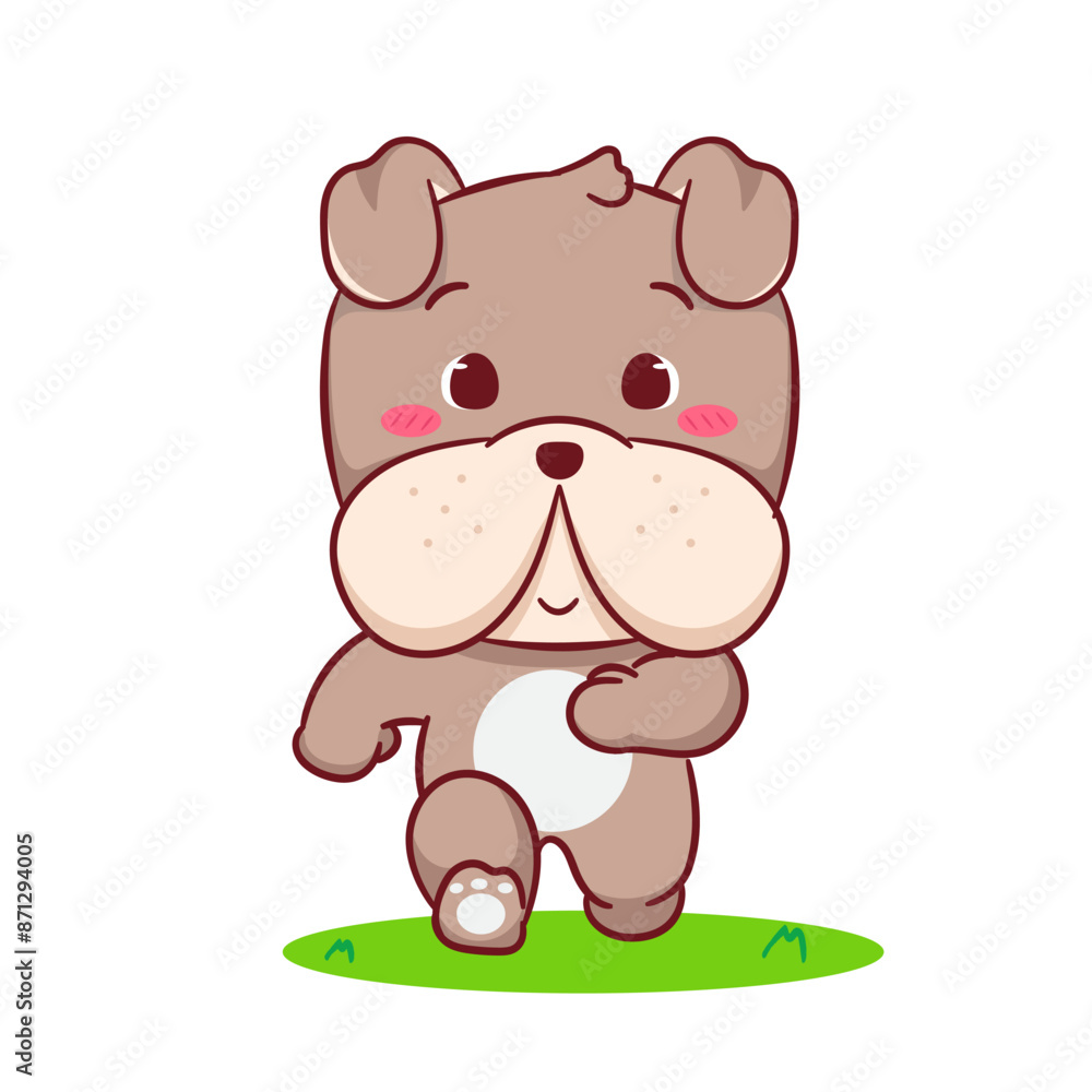 Cute Bulldog Running Cartoon Character. Adorable and Kawaii Animal Icon Mascot Concept Design. Logo Vector Illustration. Isolated White Background. Cute Bulldog Running Cartoon Character. Adorable and Kawaii Animal Icon Mascot Concept Design. Logo Vector Illustration. Isolated White Background.