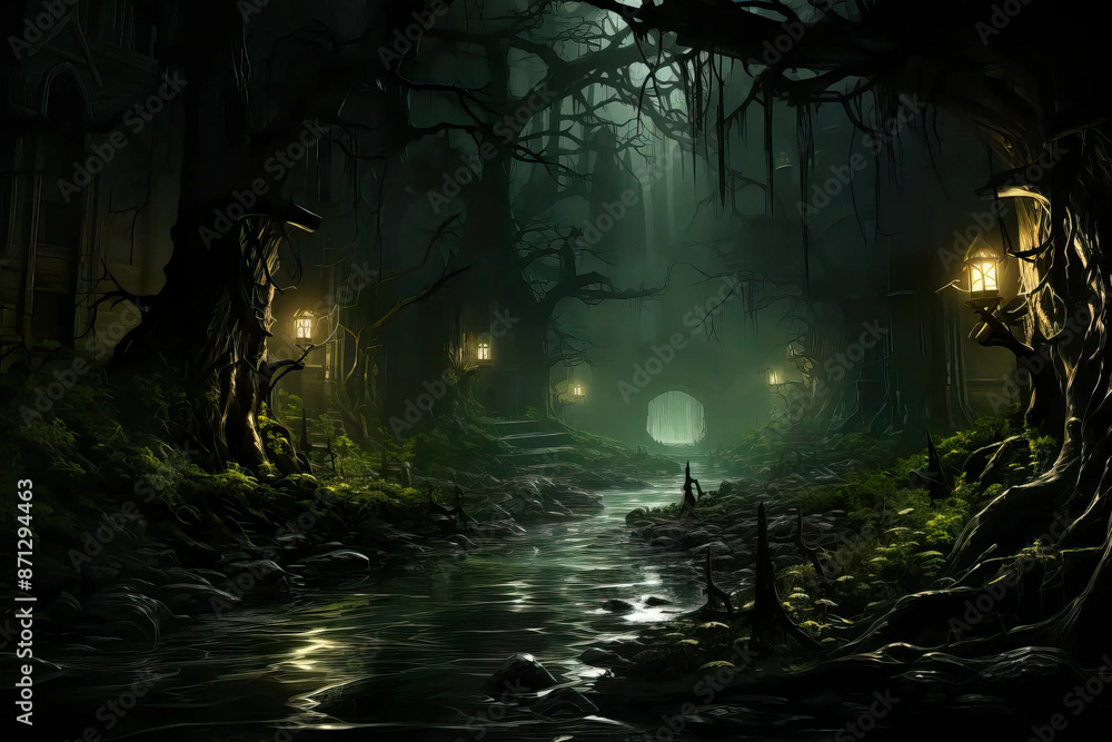 Forest of the Whispering Willows: Enchanted Tree Realm Fantasy wallpaper Forest of the Whispering Willows: Enchanted Tree Realm Fantasy wallpaper