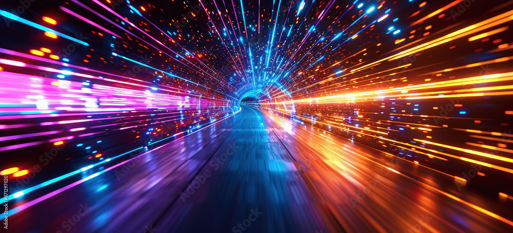 Abstract Light Streaks in Motion Dynamic Technology Background Digital Speed Network Data Transfer Abstract Light Streaks in Motion Dynamic Technology Background Digital Speed Network Data Transfer