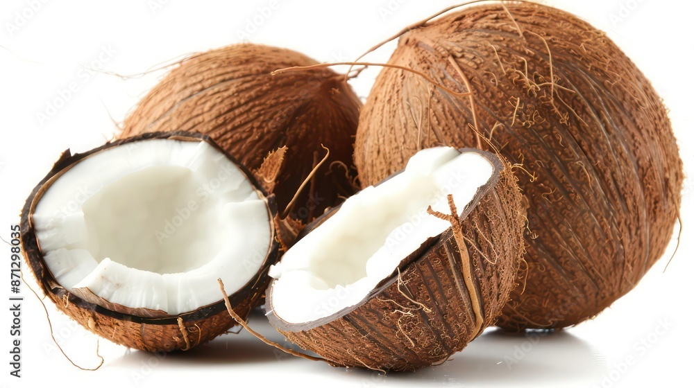 Delicious coconuts cut out white background. Generative AI Delicious coconuts cut out white background. Generative AI