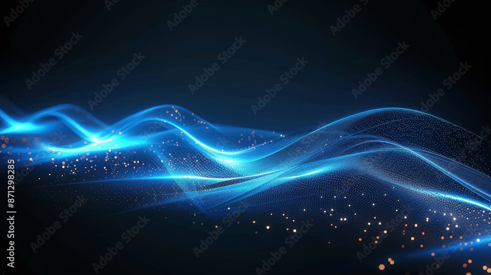 Abstract Glowing Blue Light Trails and Wave Lines on Black Background High Speed Technology Illustration Abstract Glowing Blue Light Trails and Wave Lines on Black Background High Speed Technology Illustration