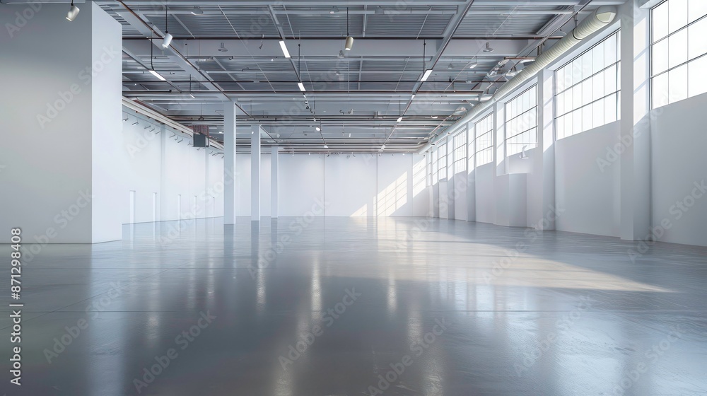 Empty exhibition stand in a large exhibition building with white interior. Generative AI Empty exhibition stand in a large exhibition building with white interior. Generative AI
