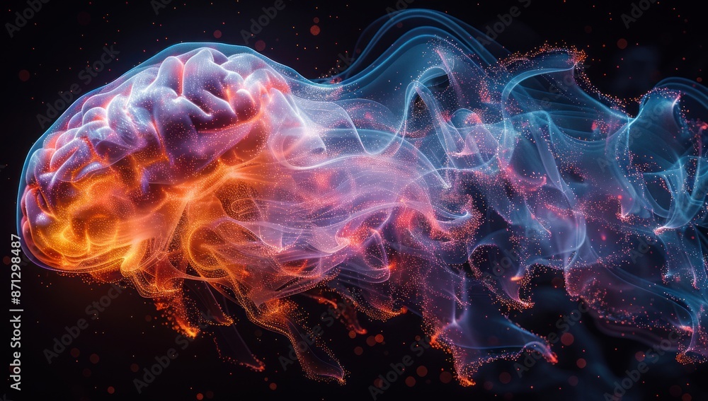Fototapeta premium Abstract Brain with Glowing Trails