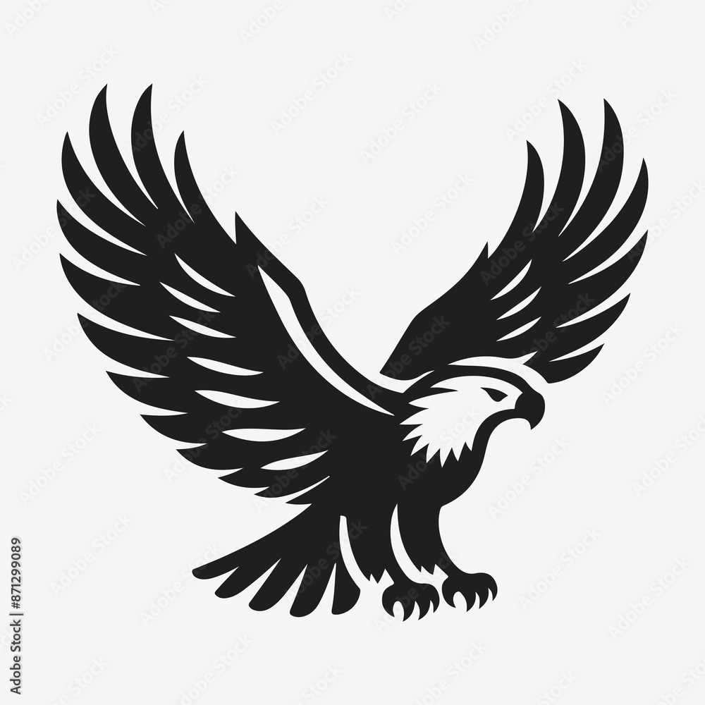Obraz premium Majestic Eagle Silhouette Vector: Stunning High-Resolution Graphics for Design Projects