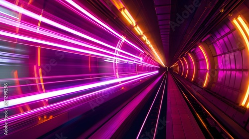 Neon road. Vector illustration of a road in a big city. Neon road background.