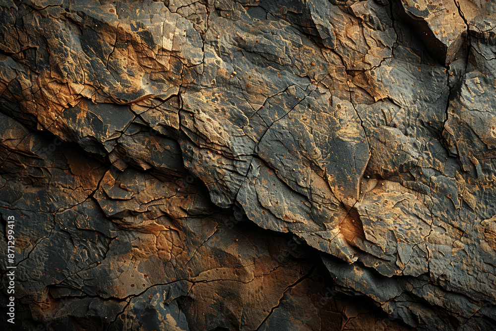 Dark brown amber rock texture with cracks and rough surface. Rocky stone mountain granitic background. Close-up detailed natural abstract pattern. Dark brown amber rock texture with cracks and rough surface. Rocky stone mountain granitic background. Close-up detailed natural abstract pattern.