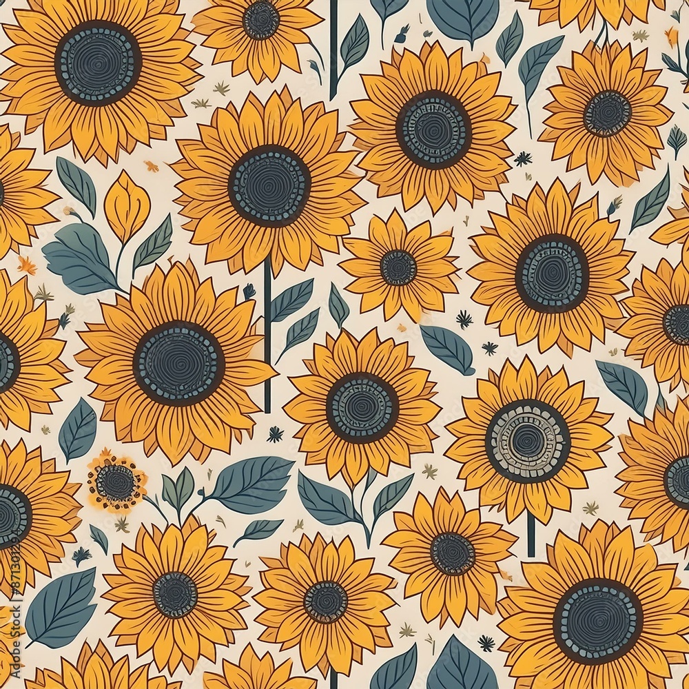 seamless pattern with sunflowers seamless pattern with sunflowers