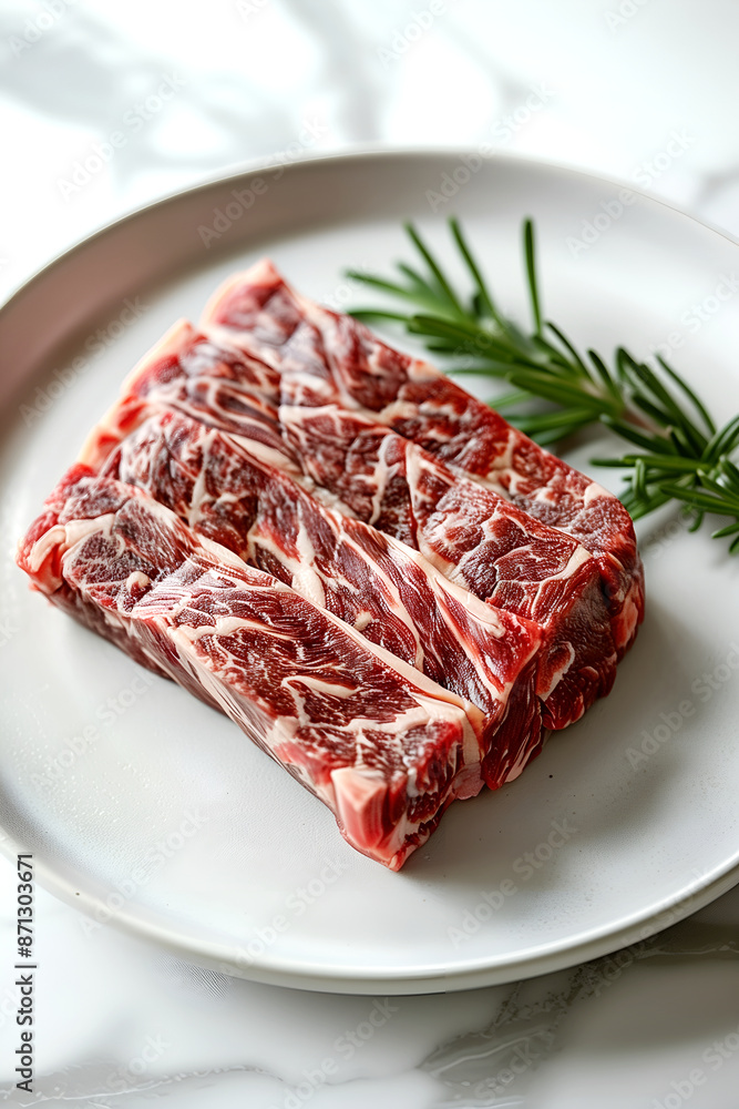 raw beef steak with rosemary raw beef steak with rosemary