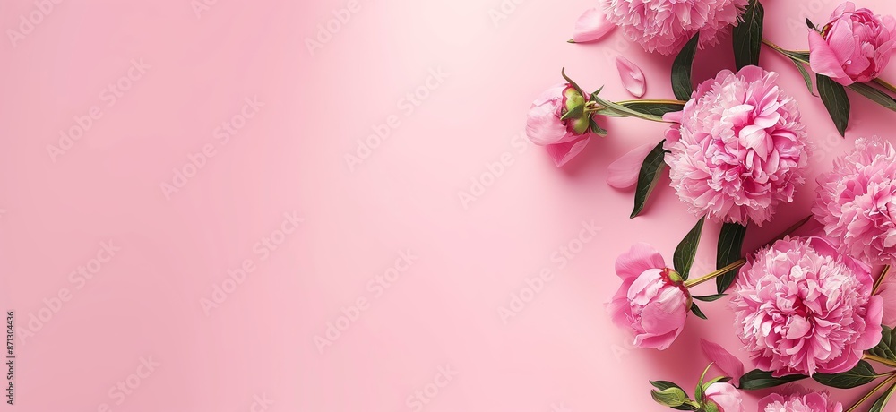 Close-up of pink peonies on a pink background. Close-up of pink peonies on a pink background.