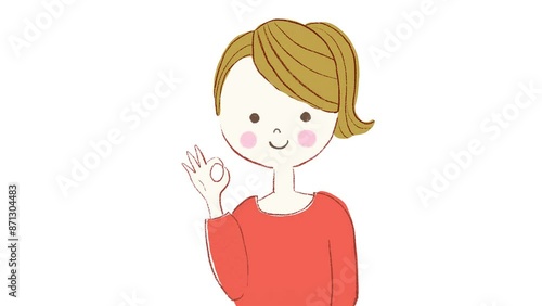 OKサインを出しながらウインクする女の子のイラスト