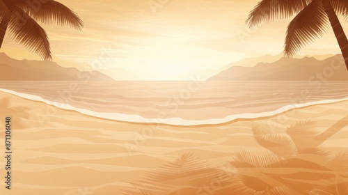 Sandy tropical beach in pixel art, abstract paradise, digitized memories blending sepia tones with vibrant pixels, colorful and nostalgic